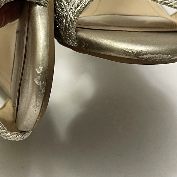 Alex Marie Martine Gold Shimmer Braided Wedges Heels Party Sandals Womens 8.5 - Picture 11 of 12